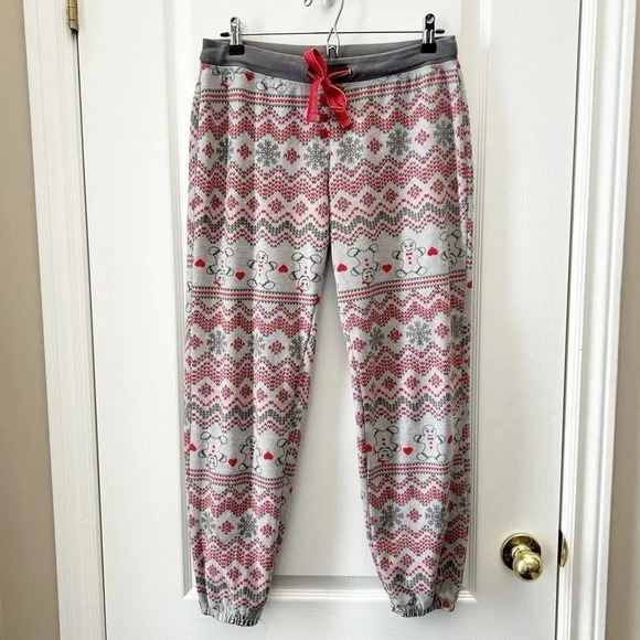 La Vie en Rose Pajama Set 2PC PJ Pants Long Sleeve PJ Top Grey Red Small - Picture 7 of 15